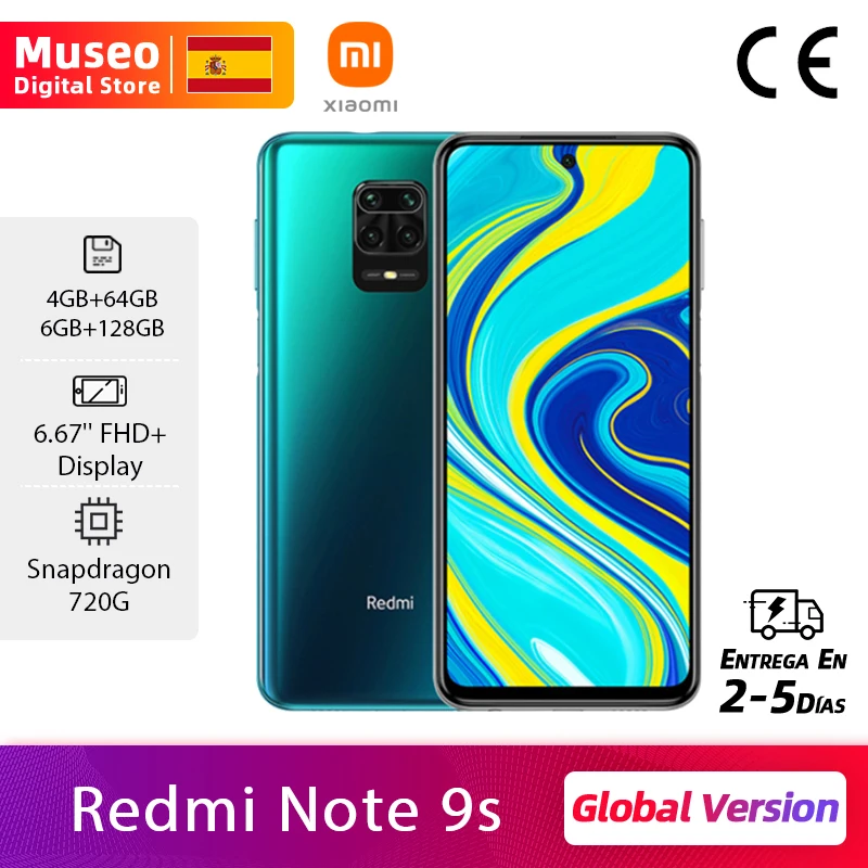 Descuento Xiaomi Redmi Note 9S, Versión Global, 4GB/6GB RAM 64G/128G ROM, Snapdragon 720G, 48MP Quad Cams nWpVeARNe