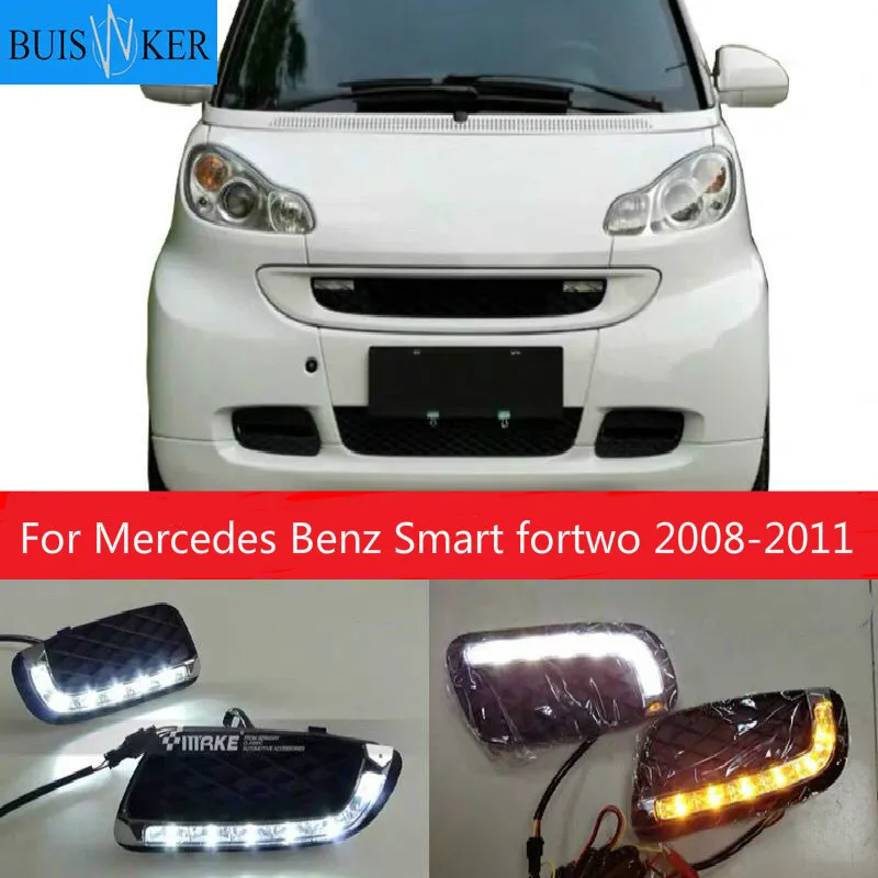 

Автомобильные 2 шт. DRL для Mercedes Benz Smart fortwo 2008 2009 2010 2011 дневные ходовые огни противотуманная фара крышка автомобильного стайлинга