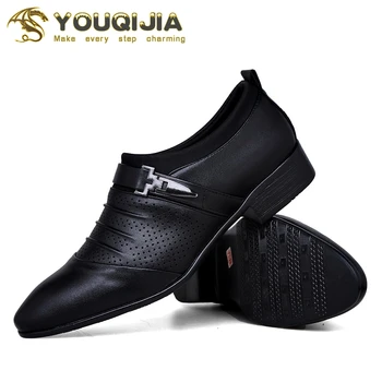 

Leather Shoes men Head Leather Soft Anti-slip Driving Shoes Man Spring Leather Shoes YOUQIJIA Newly Men's Air Hole Black White