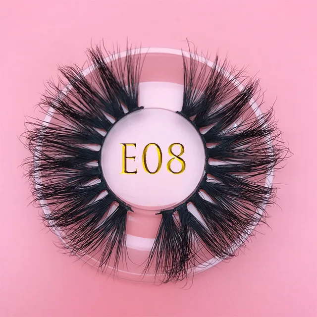 25mm E06 MIKIWI 100% handmade natural  thick  Eye lashes wispy makeup extention tools 3D mink hair volume soft false  eyelashes E08 round case