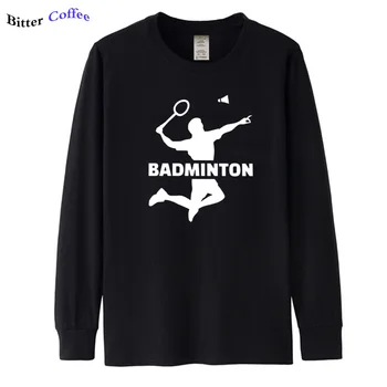 

NEW Men's Casual Badminton Jump Smash T shirt Autumn Round Collar 100% Cotton Funny Long Sleeve Brand Print T-shirt