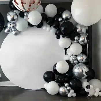 

125pcs Marble Balloons Garland Kit Chrome Sliver Black White Balloon Arch Birthday Wedding Baby Shower New Year Party Decor