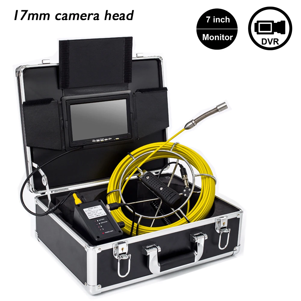 

Support DVR Recorder 20-50m Cable Pipe Inspection Video Endoscope System IP68 Waterproof Industrial Sewer Camera 7" 1000TVL 17mm