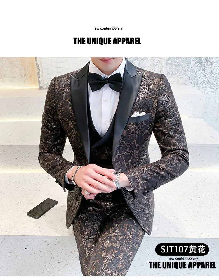 Traje Hombre Estampado, свадебные костюмы, мужские бордовые костюмы из 3 предметов, Мужская одежда, жаккардовый костюм, тканевый мужской смокинг, вечерние смокинги