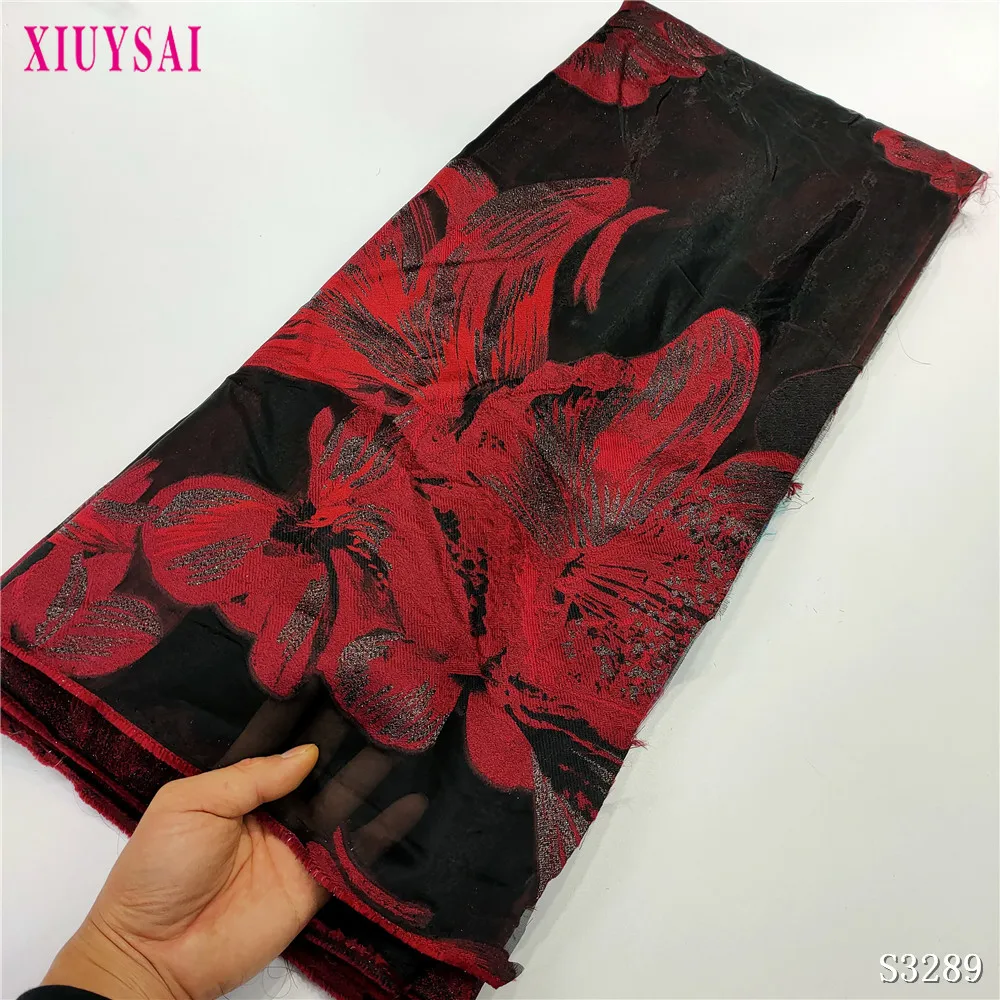 High Quality Nigerian French Lace Embroidered Red Brocade African Gold Line Tulle Fabric Jacquard For Wedding Sew | Дом и сад