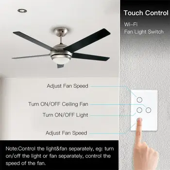 

WiFi Smart Ceiling Fan Light Wall Switch Life Tuya APP Remote Various Speed Control Interruptor Compatible For Alexa Google Home