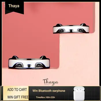 

Thaya Original Design Silver 925 Ring Panda Rings White Black Zircon Design Open Rings Finger Rings For Women Silver Jewelry