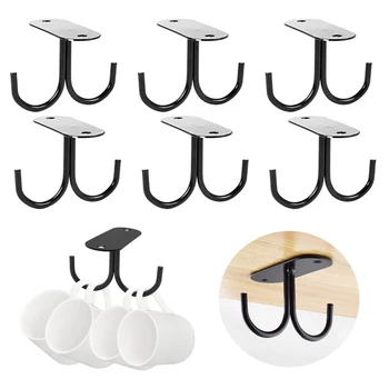 

Under Cabinet Display Home Mug Hooks Coffee Cups Kitchen Holder Organizer Rack Space Saving With Screws Shelf Hanging Iron Art