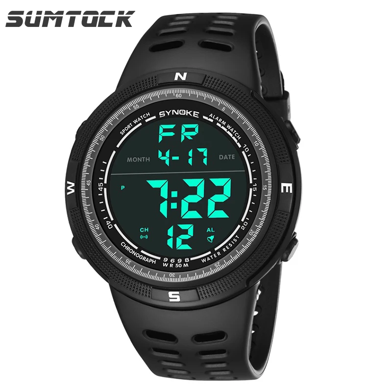 

Sumtock men big sport watch Fashion Casual digutal watches for men Luminous Watch Multi-function Shock Resistant Sop Watcht