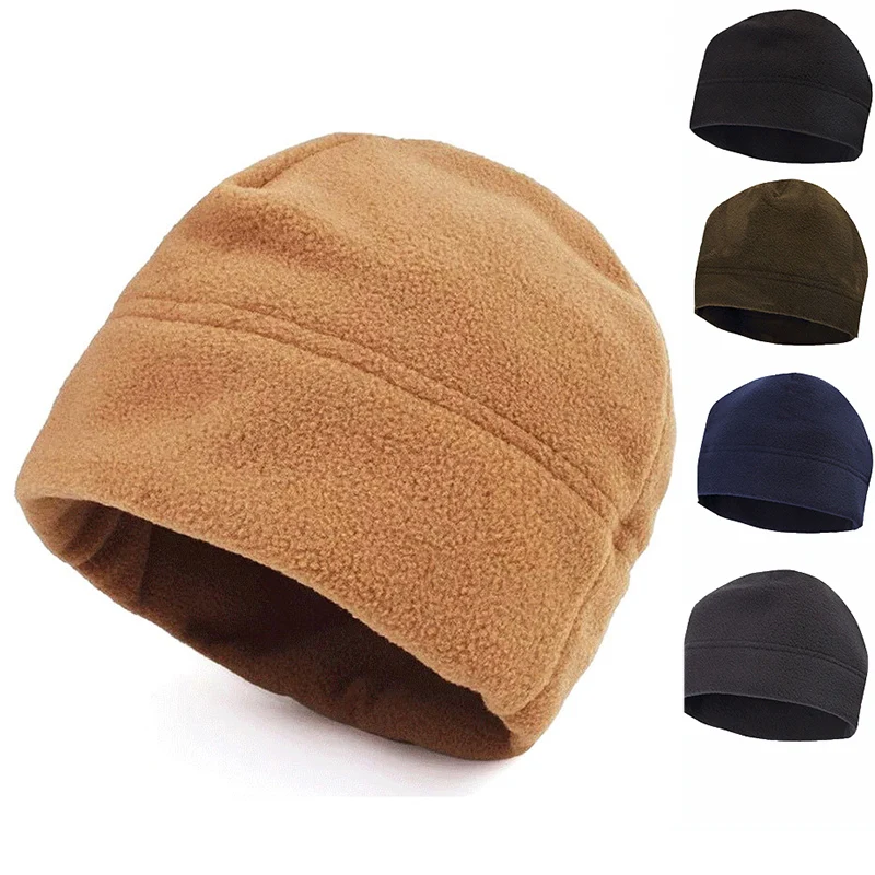 Winter Warm Fleece Hats for Men, Outdoor Hiking Skiing Caps, Camping Hunting Tactical Cap, Windproof Thermal Cycling Caps - Цвет: Random Color