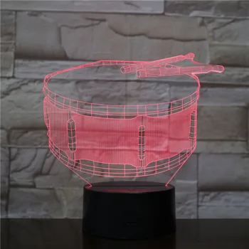 

Drum Playing 3D Light LED Acrylic Night Light with 7 Colors Touch Remote Control Illusion Change Holiday Party Gift 3D-1591