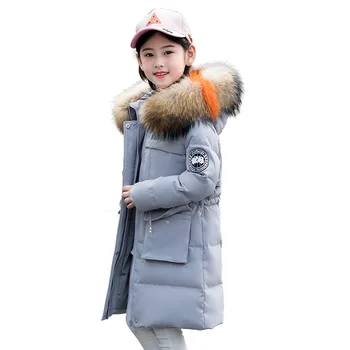 

Children's down Jacket Girls Mid-length Children's Clothing Thick Jacket Big Boy New Style Large Collar Thick Winter