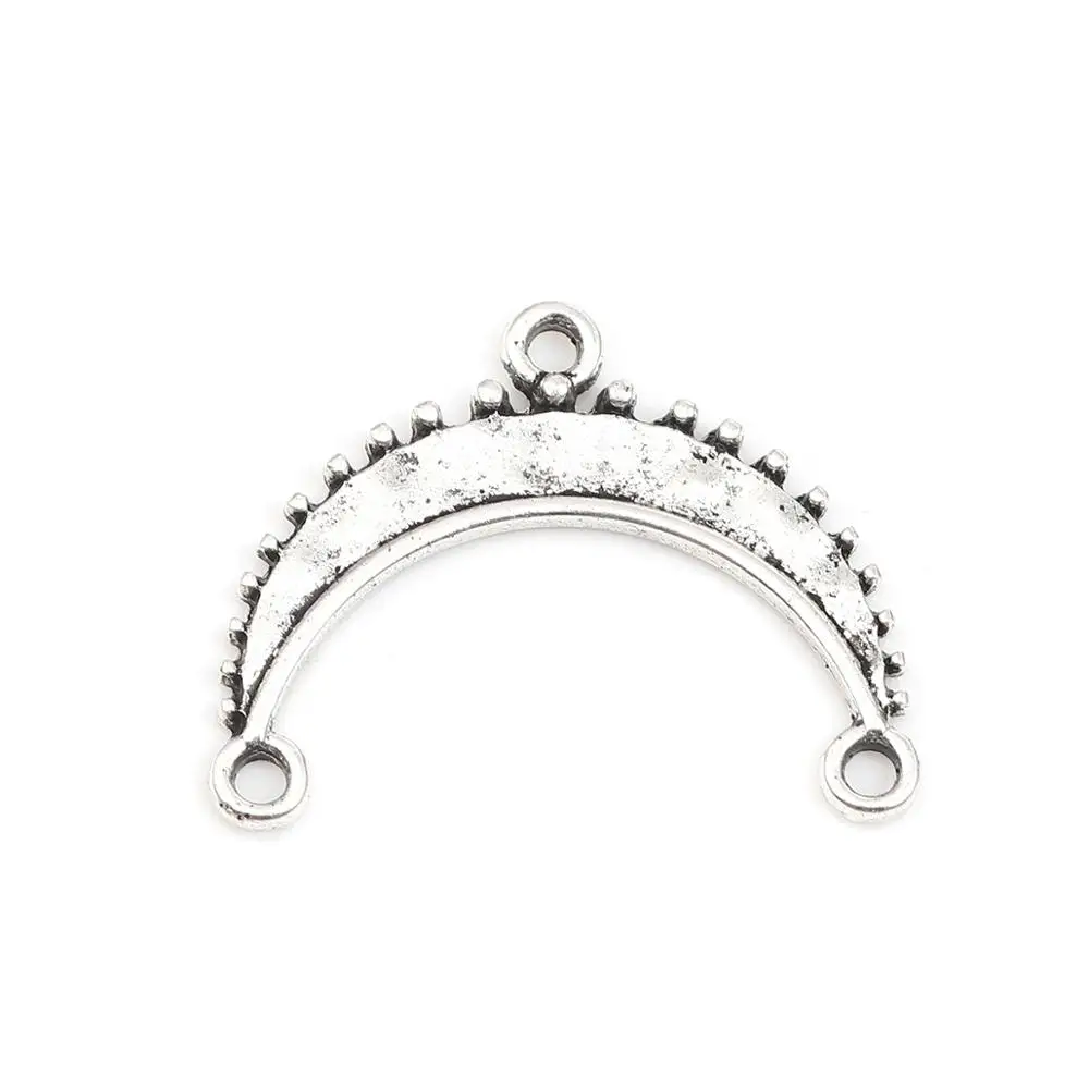 DoreenBeads Zinc Based Alloy Bohemian Bohemia Connectors Half Moon Antique Silver Color Charms DIY Jewelry 30mm x 24mm 20 PCs | Украшения и