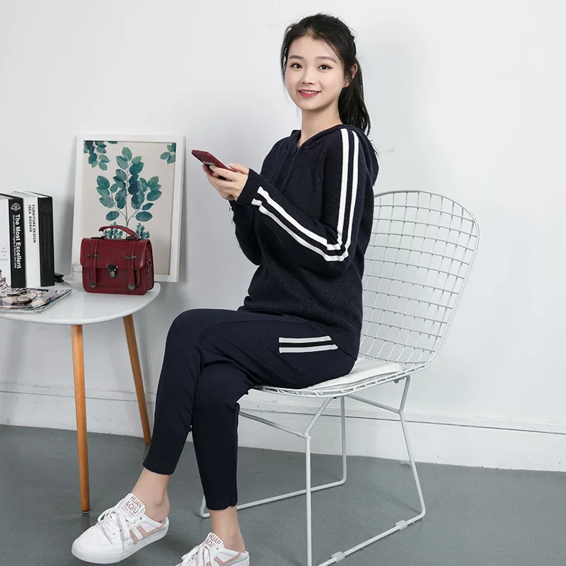 

Autumn Skinny Pants Sports WOMEN'S Suit Two-Piece 2019 Spring And Autumn New Style Fashion Korean-style Casual Students Tide Har