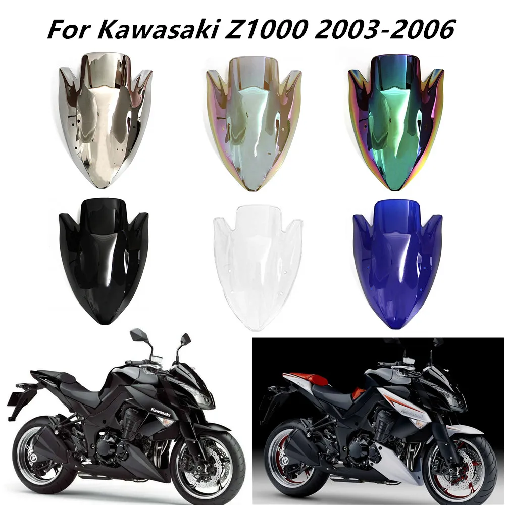 Мотоцикл лобовое стекло ветрового стекла дефлекторы мотоцикл экран для Kawasaki Z1000 2003 2004 2005 2006