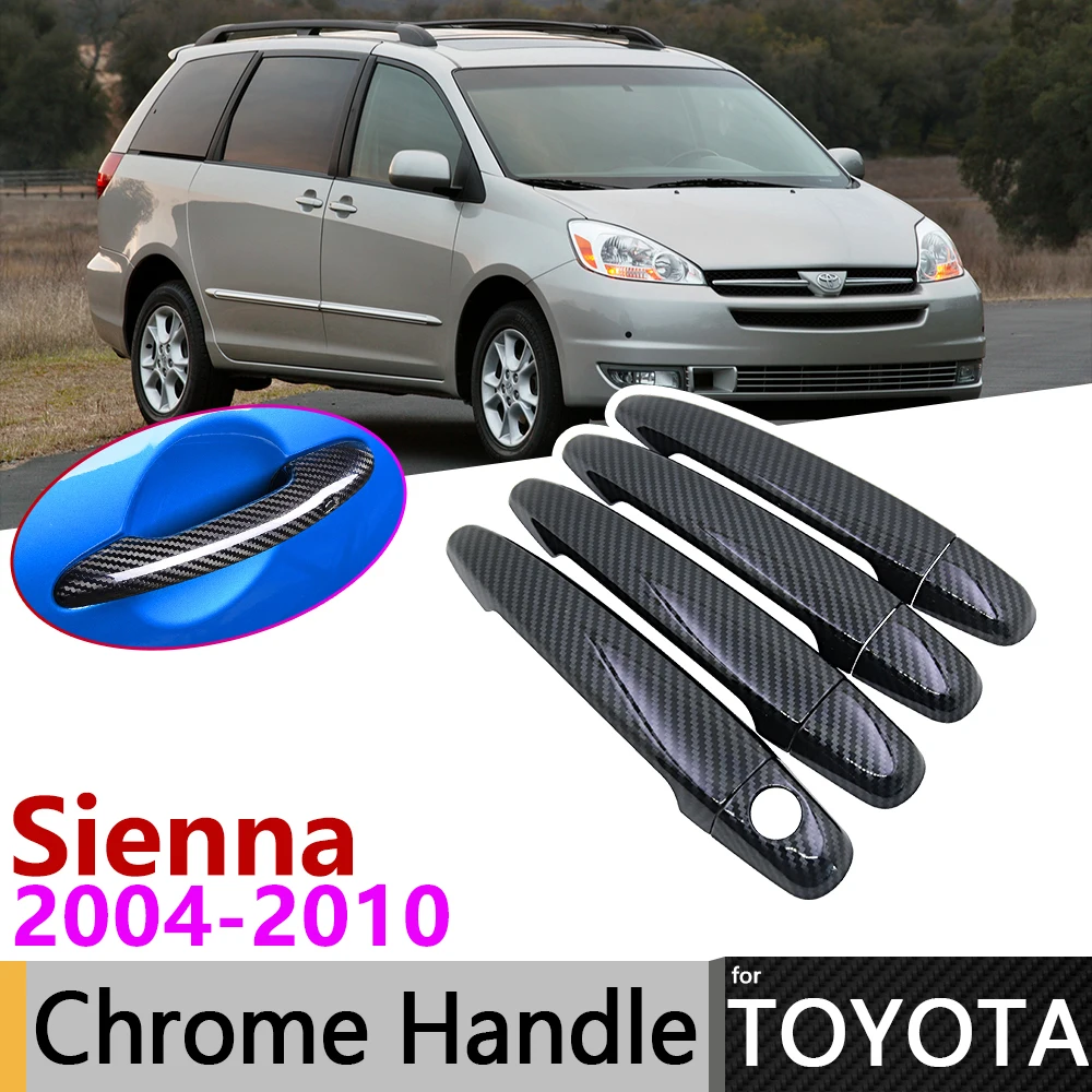 Черная накладка на дверную ручку из углеродного волокна для Toyota Sienna XL20 20 2004 ~ 2010 2005