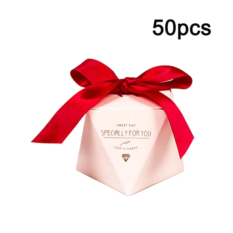 50 шт./лот, горячая Распродажа, коробка для конфет на день рождения, подарочные коробки для малышей, сахарный чехол вечерние принадлежности, свадебные сувениры, сумка для конфет с лентой - Цвет: Розовый