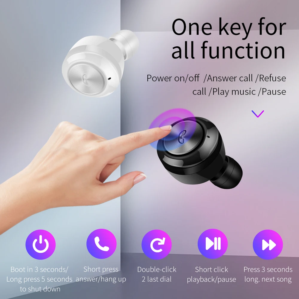 A6 Bluetooth Earphones for iPhone Ear Headset Wireless Mic Charging Box Air Earbuds Handsfree for Xiaomi Huawei Samsung