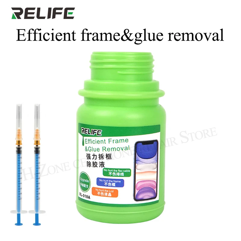 RELIFE RL-518A Efficient liquid for remove frame disassemble bracket stent glue liquid for iPhone huawei Samsung + 2pcs Syring filler metal