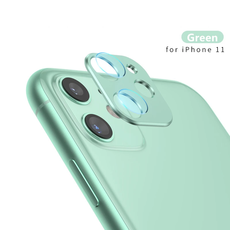 2 в 1 защита объектива камеры для iPhone 11 металлическое защитное кольцо и крышка объектива для iPhone 11 Задний защитный чехол для камеры - Цвет: Green
