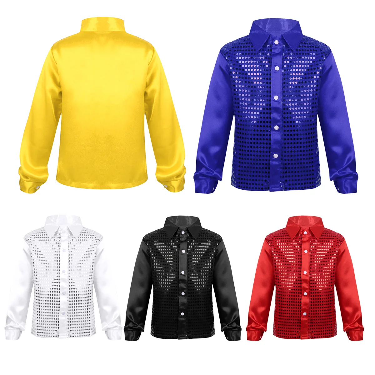 Kids Shiny Sequins Dance Shirt Boys Students Performance Costume Children Hip-hop Jazz Dance Sequined Shirt Stage Blouse boys long sleeve shirts