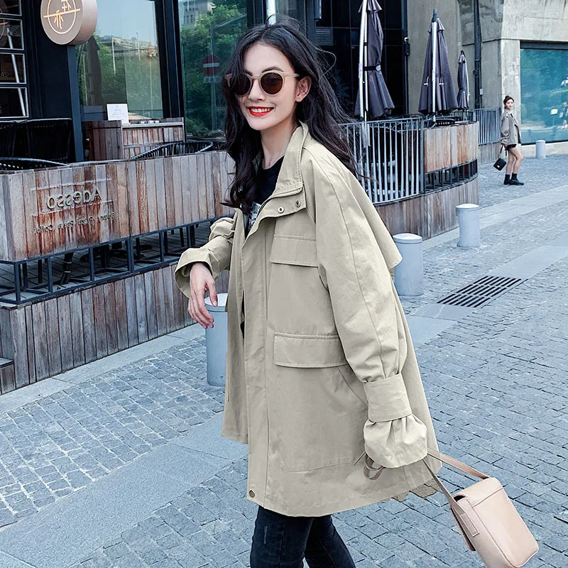 

Workwear Coat Women's 2019 New Style Early Autumn Short Korean-style INS Hong Kong Style CHIC College Style BF Versatile Trench