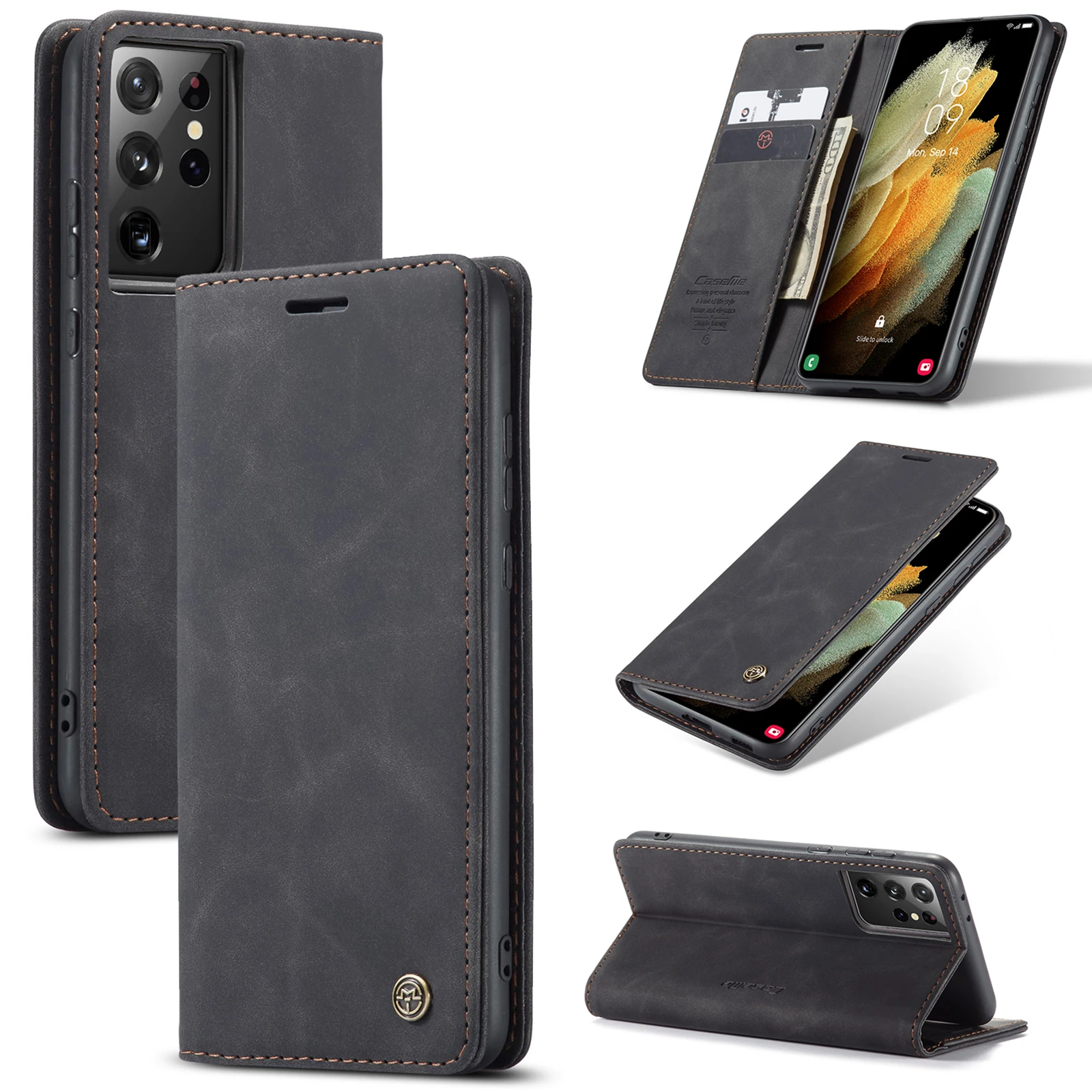 For Samsung Galaxy S21 Ultra S21 Plus 5g Leather Case Caseme Retro Purse Luxury Magneti Card Holder Wallet Cover For Galaxy S21 Wallet Cases Aliexpress