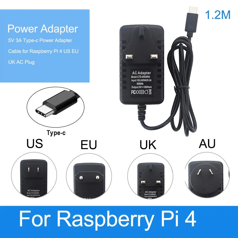 Power Supply For Raspberry Pi 4 5V 3A Type-C USB Power Adapter For Raspberry PI4 1.2M Charger With Carton Smart Devices Power Supply For Raspberry Pi 4 5V 3A Type-C USB Power Adapter For Raspberry PI4 1.2M Charger With Carton Smart Devices