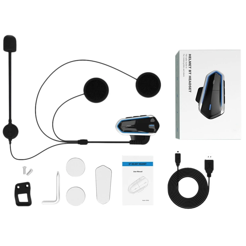 

New Motorcycle Helmet Wireless Bluetooth Headset Walkie Talkie Bt Mp3 Speaker Communicator Headset With Fm