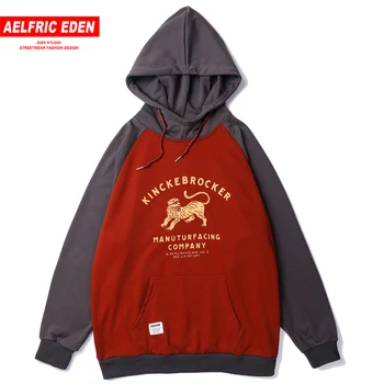 

Aelfric Eden Color Block Letter Printed Hooded Sweatshirts Men Autumn Harajuku Streetwear Casual Cotton Pullover Hip Hop Hoodies