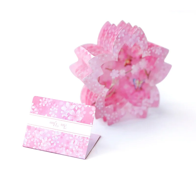  10pcs 9.5cmx9.5cmx4cm3d laser cut sakura card for valentines day wedding invitations marriage suppl - 4.00002E+12
