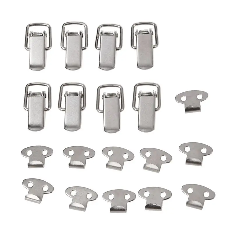 Fashion-10Pcs Cabinet Spring Loaded Iron Straight Loop Toggle Latch 45mm Length