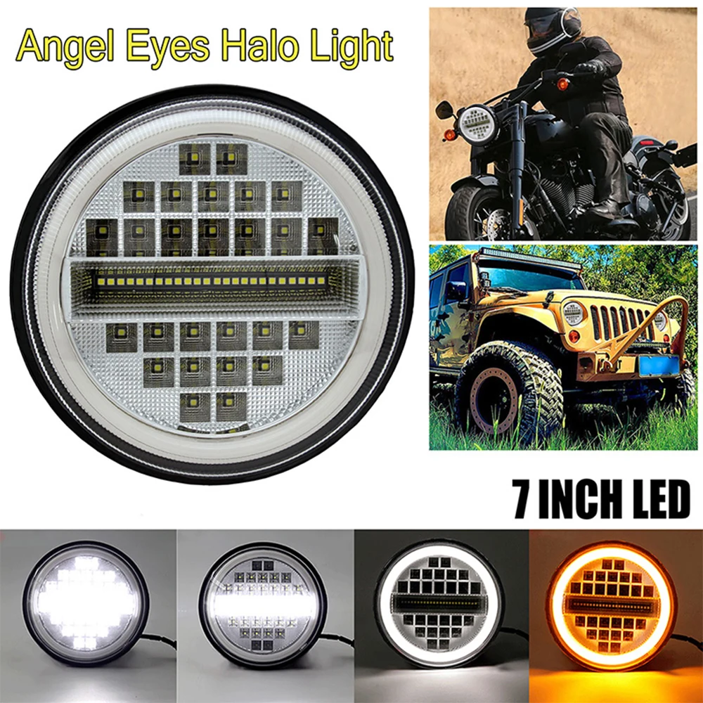 7-дюймовый матричный светодиодный налобный фонарь Halo Angel Eyes DRL автомобильная