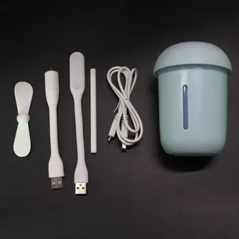 

Mini Mushroom Car Air Purifier Humidifier Diffuser with USB Fan LED Night Light