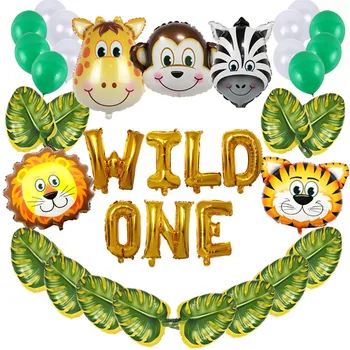 

Wild One Theme Birthday Decoration Foil Balloon Children Jungle Safari Kids Boy Toy Baby Shower Party Supplies