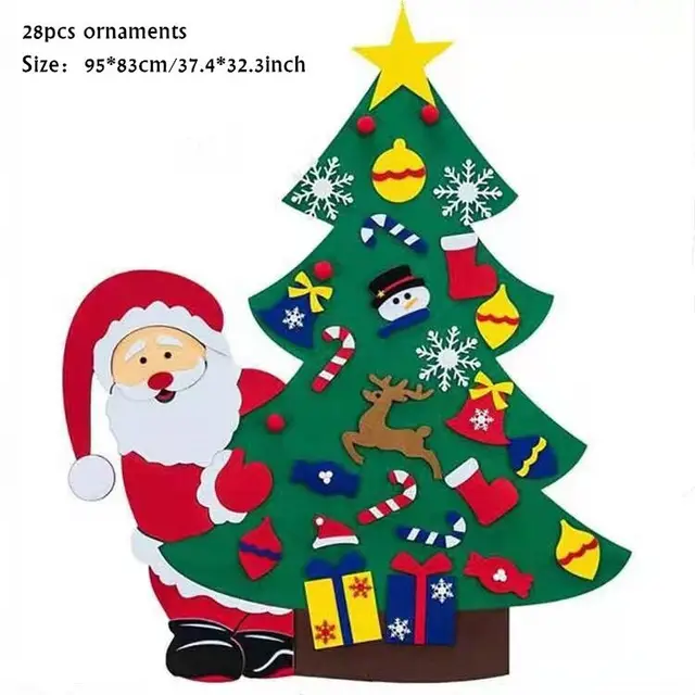 Baby Montessori Toy 32pcs DIY Felt Christmas Tree Toddlers Busy Board Xmas Tree Gift For Boy Girl Door Wall Ornament Decorations Style C