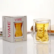 Creative Sexy Human Body Beer Glass Cup Funny Beauty Muscle Man Double Wall Glasses Wine Whiskey Vodka Shot Glass Valentine Gift