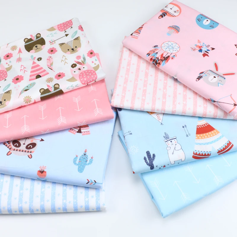 

Hot Cartoon Owl Bear Arrow SRaekar Cotton Fabric DIY Sewing Cloth Quilting Cushion Blanket Scrapbook Decor tecido Tissus tilda