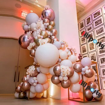 

225Pcs 4D Rose Gold Foil Balloons Garland Wedding Decoration Babyshower Party Ballon Arch Birthday Decor Globos Inflator Pump
