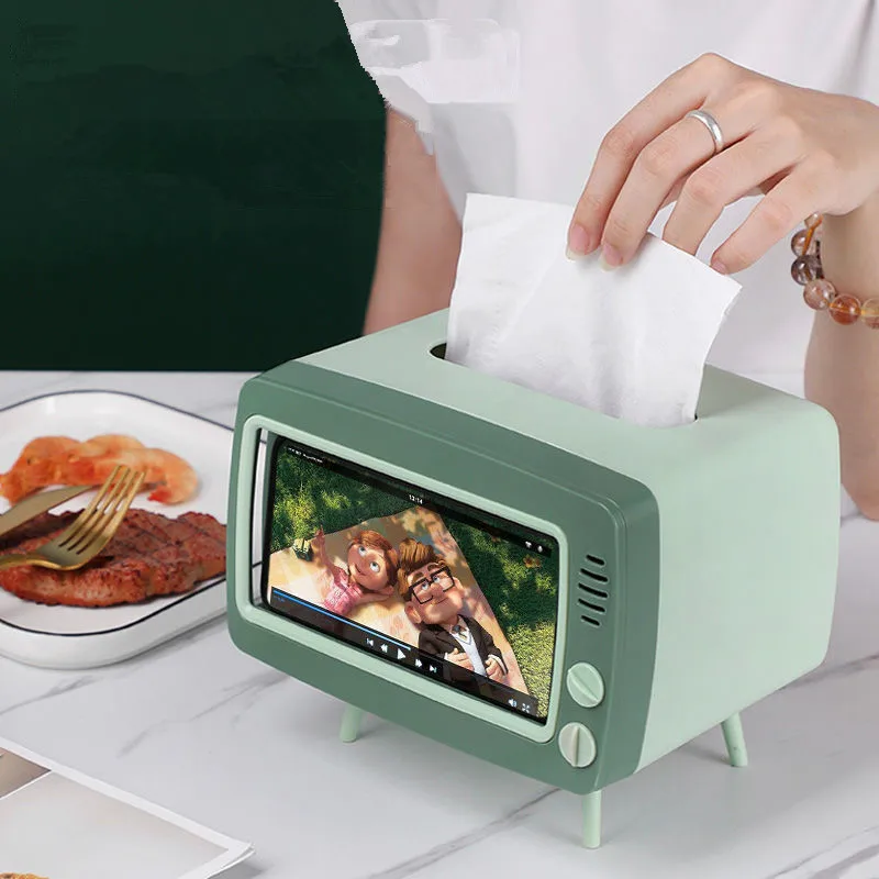 Nordic creative cute multifunctional tissue storage box imitation TV tissue box living room coffee table restaurant pumping box 3