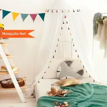 Детский навес балдахин покрывало москитная сетка Ins Красочные Кисточкой балдахин занавеска для детей постельные принадлежности