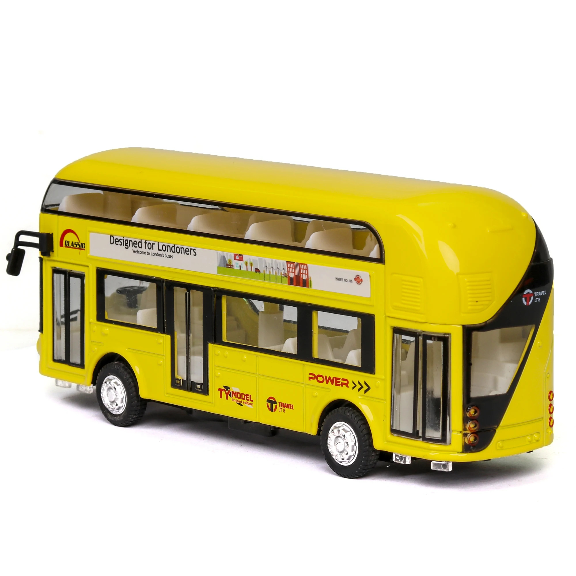 Sale High Quality 1:32 Alloy Pull Back Bus Model,High Imitation Double Sightseeing Bus,Flash Toy Vehicle,Free Shipping Kids Toys