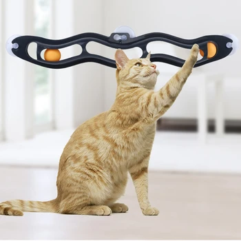

1pcs Pet Cat Funny Ball Toy Puzzle Sucker Windows Cat Toy Play Pipe With Balls Cat Toy Track Play Tunnel Pet Toys Products