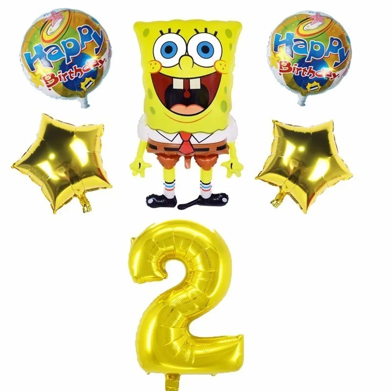 

balloons 6pcs/lot spongebob squarepants and 40inch number foil s birthday party ation kids children's day supplies kid's toy