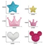 Parches multicolores con purpurina para niña, almohadillas de cuero con corona/corazón/Estrella, apliques ostentosos bonitos para ropa, Clip para el pelo DIY, 50 Uds. ► Foto 2/6