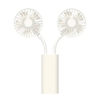 

USB Dual Head Handheld Fan Desk Fan Cooling Fan 3 Speeds Adjust with 3000MAh Rechargeable Battery for Office Home