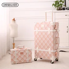 2"-26" Спиннер колеса розовый решетки вализ багаж чемодан из ПУ-кожи женские ствол винтажные чемоданы прокатки багаж для девочек