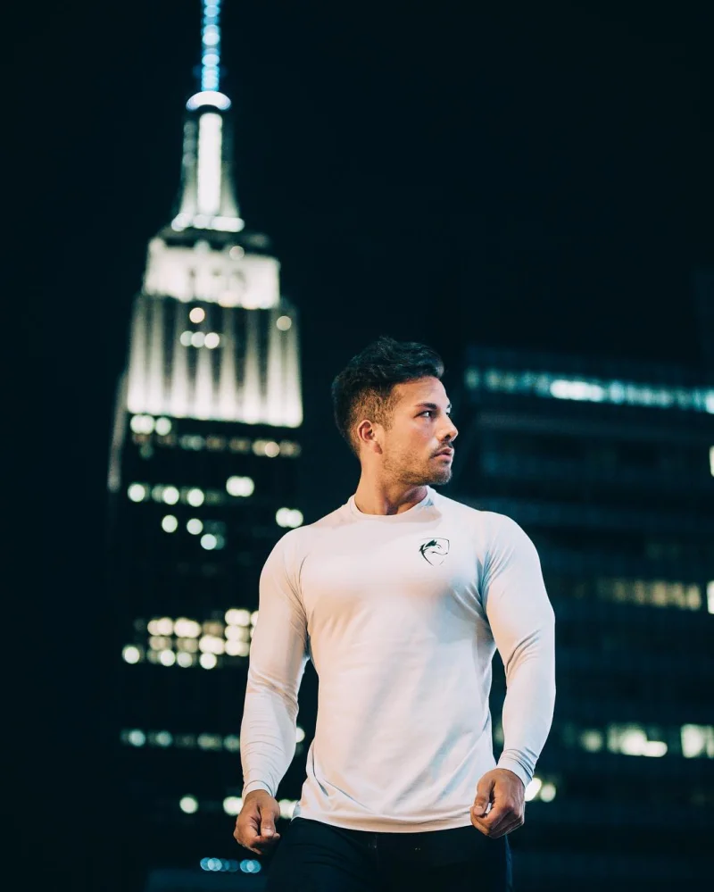 Alphalete мужская повседневная мужская футболка черная белая футболка Весна Новая мода o-образным вырезом Тонкая футболка с длинными рукавами Топ