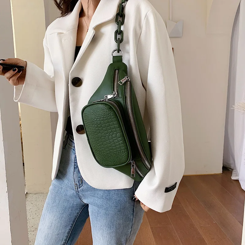 

New Arrival Bag Women's 2019 New Style Korean-style Western Style Chain Broadband Bag Versitile Fashion Shoulder Chest Bag Walle