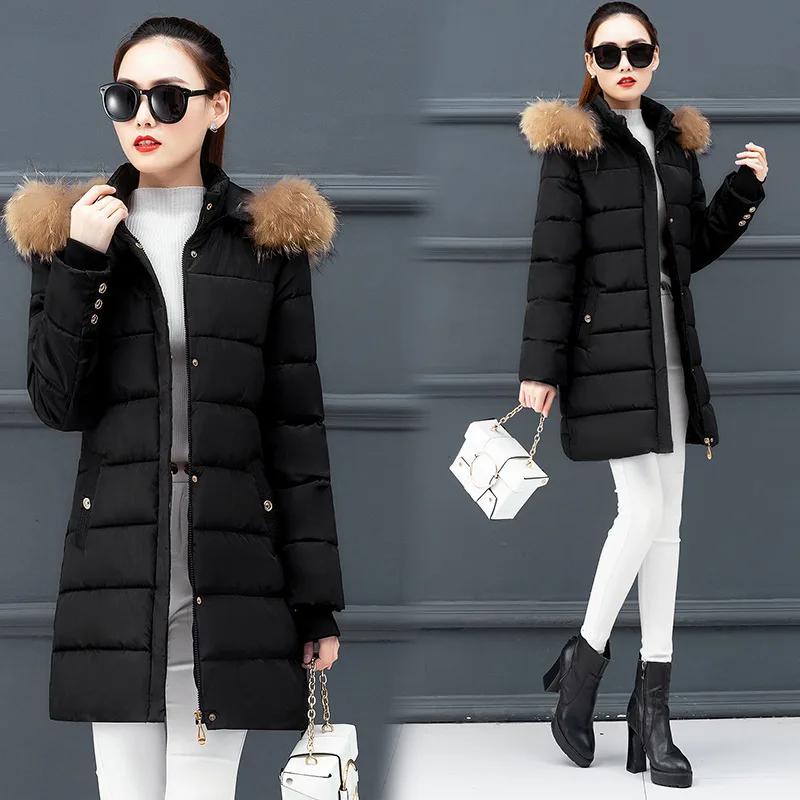 

2019 Winter New Style Korean-style Slimming Loose Fashion Mid-length Cotton Overcoat WOMEN'S Dress Fashion down Jacket Cotton-pa